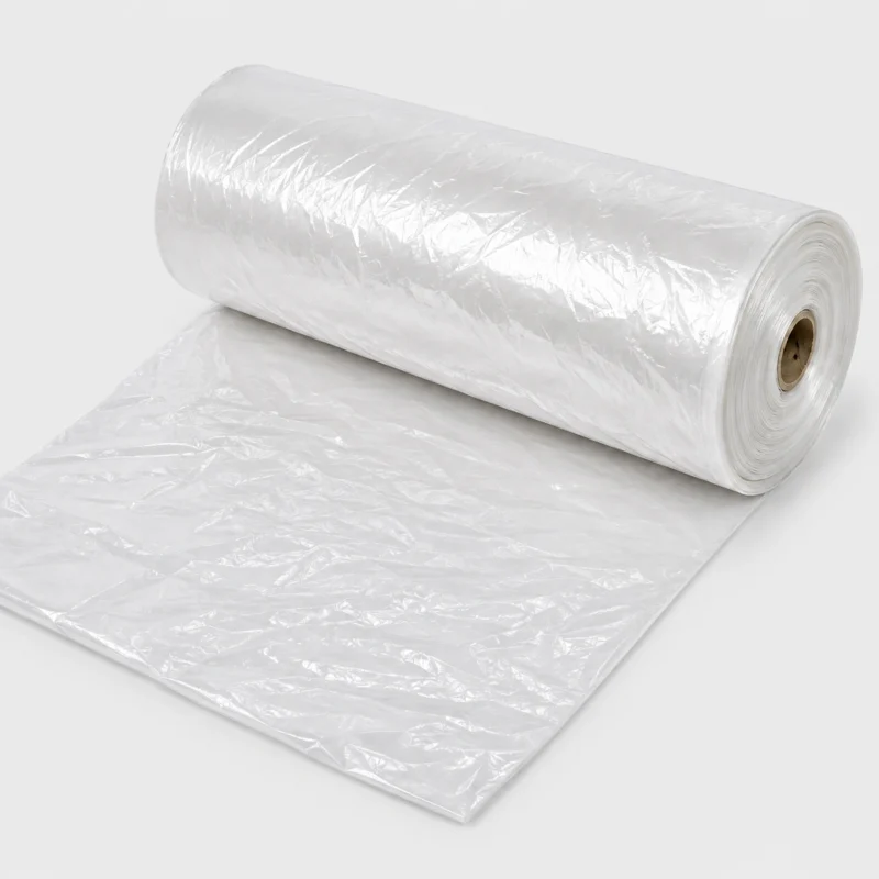 Clear Plastic Sheeting Roll On Gray Backdrop
