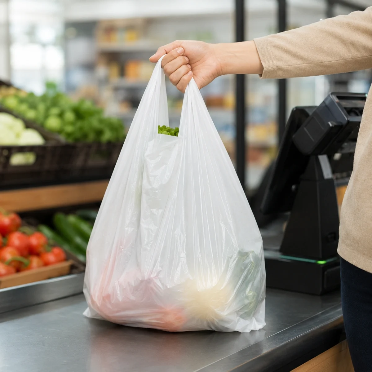 Grocery Shopping At Checkout Counter