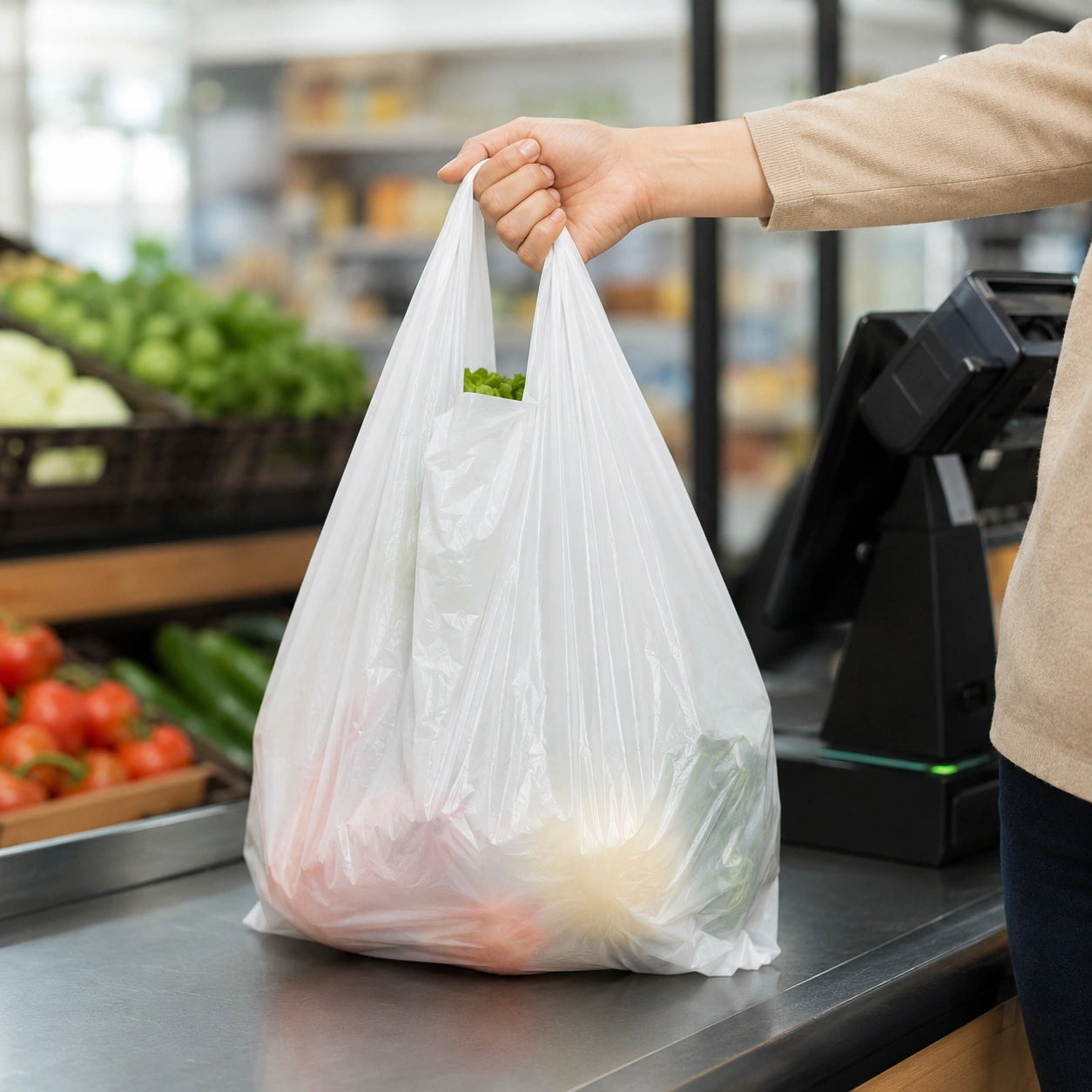 Grocery Shopping At Checkout Counter