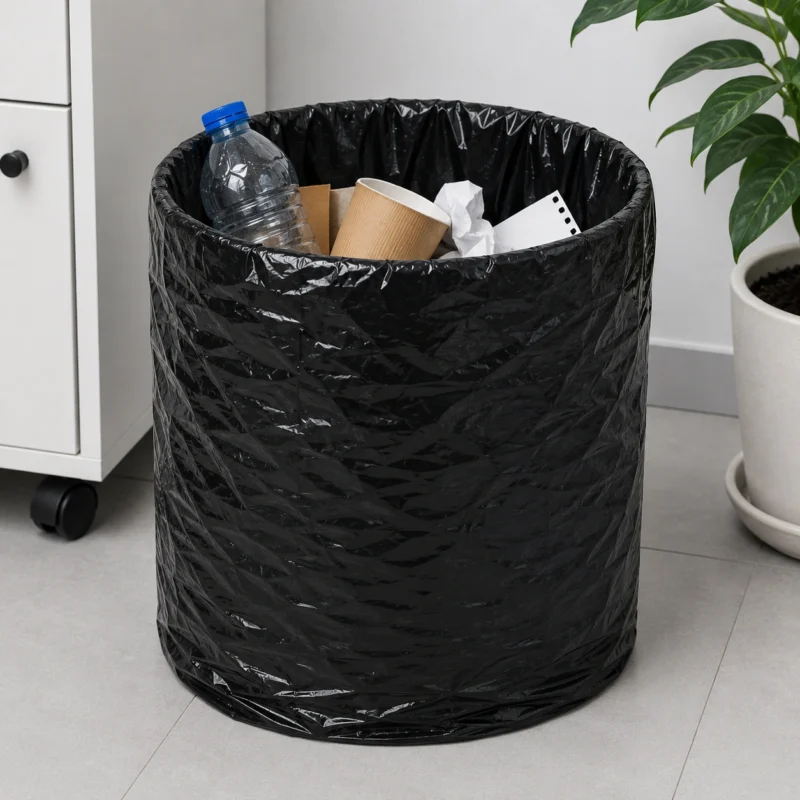 Minimalist Office With Trash And Plant