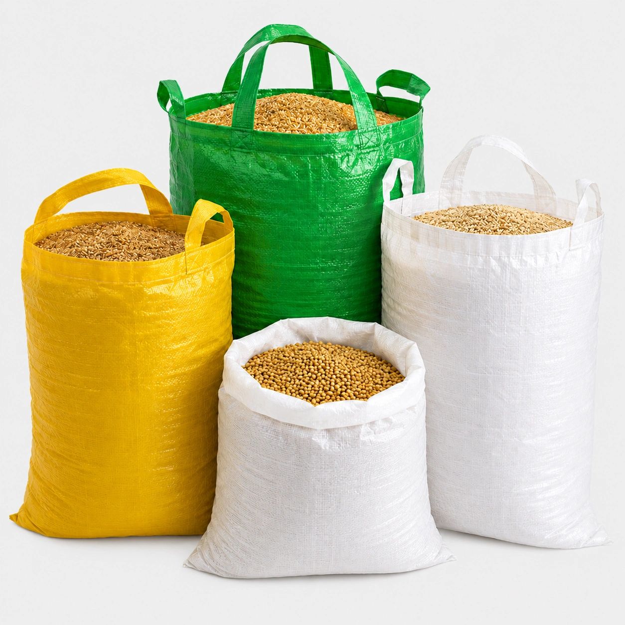 Symmetrical Arrangement Of Woven Grain Sacks
